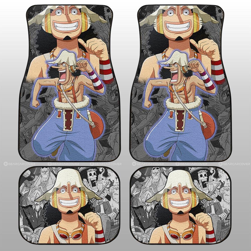 One Piece Car Mats One Piece Usopp Face Graphic Manga Pattern Car Floor Mats Colorful