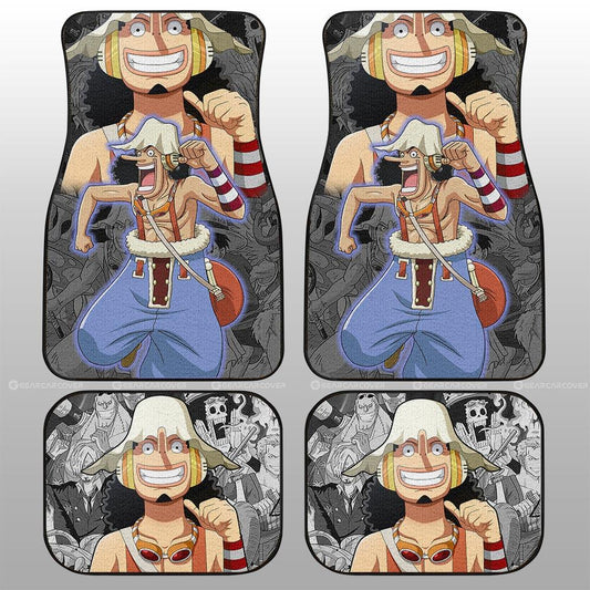 One Piece Car Mats One Piece Usopp Face Graphic Manga Pattern Car Floor Mats Colorful