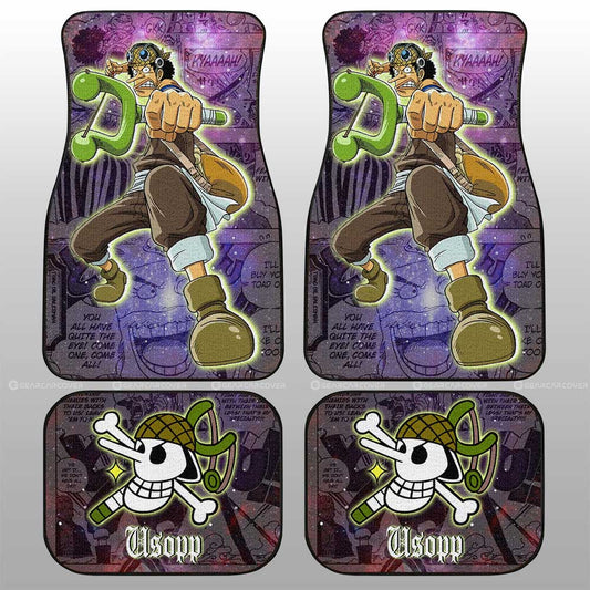 One Piece Car Mats One Piece Usopp Manga Pattern Jolly Roger Symbol Galaxy Car Floor Mats Colorful