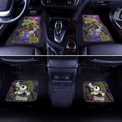 One Piece Car Mats One Piece Usopp Manga Pattern Jolly Roger Symbol Galaxy Car Floor Mats Colorful