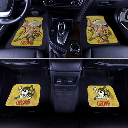 One Piece Car Mats One Piece Usopp Graphic Jolly Roger Symbol Car Floor Mats Yellow