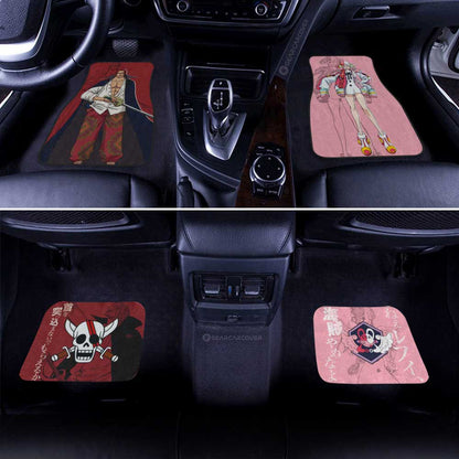 One Piece Car Mats Uta And Shanks Jolly Roger Symbols Car Floor Mats Red Pink