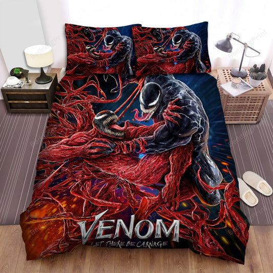 Venom Bedding Set MV Venom Fighs Carnage Graphic Duvet Covers Black Red Unique Gift