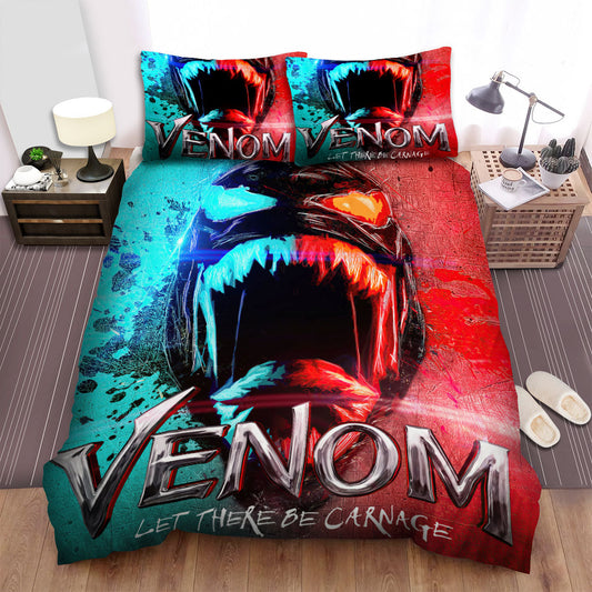 Venom Bedding Set MV Half Venom Half Carnage Face Duvet Covers Red Blue Unique Gift