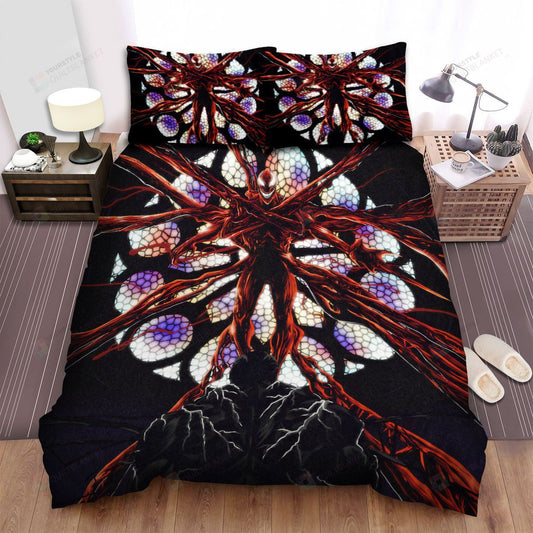 Venom Bedding Set MV Red Symbiote Carnage Graphic Duvet Covers Black Red Unique Gift