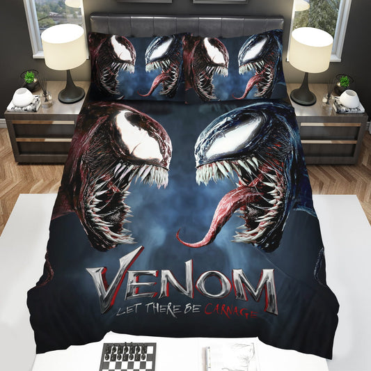 Venom Bedding Set MV Venom Let There Be Carnage Duvet Covers Gray Unique Gift