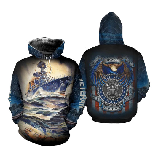 Veteran Hoodie Veteran Sacrifice Honor United States Navy Hoodie Blue Unisex