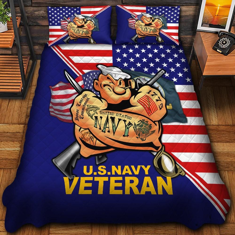 Veteran Bedding Set Honoring All Who Served US Navy Veteran Duvet Covers Blue Unique Gift