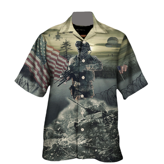 Veteran Hawaii Shirt Veteran Brave Steps With Tree Hawaiian Shirt Gray Unisex