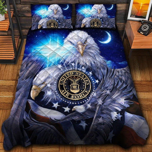 Veteran Bedding Set United States Air Force Eagle And Cross Duvet Covers Blue Unique Gift