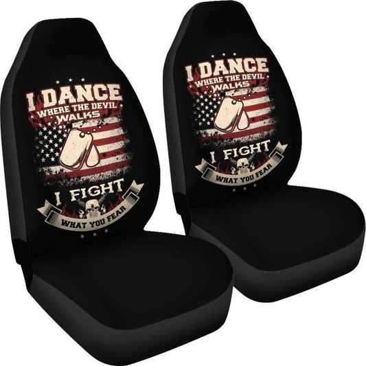 Veteran Car Seat Covers I Dance Where The Devil Walks Seat Covers Black