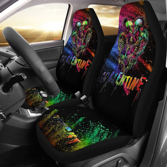 LGBT Car Seat Covers Valentine Bright Skeleton Couple Seat Covers Colorful