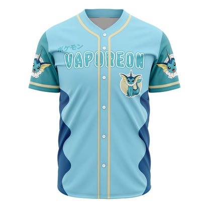 PKM Baseball Jersey Vaporeon Eeveelution PKM Jersey Shirt Blue Unisex Adult New Release