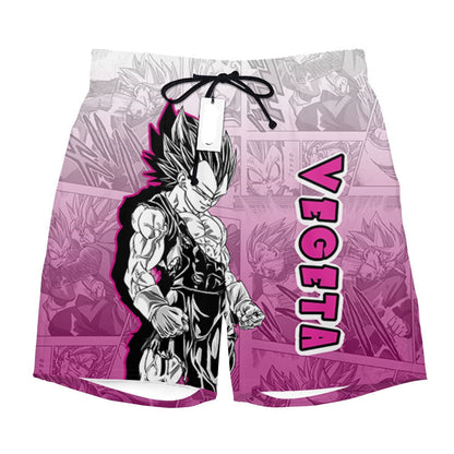 Dragon Ball Shorts Vegeta Ultra Ego Manga Pattern Beach Shorts Purple