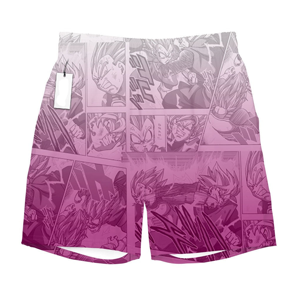 Dragon Ball Shorts Vegeta Ultra Ego Manga Pattern Beach Shorts Purple