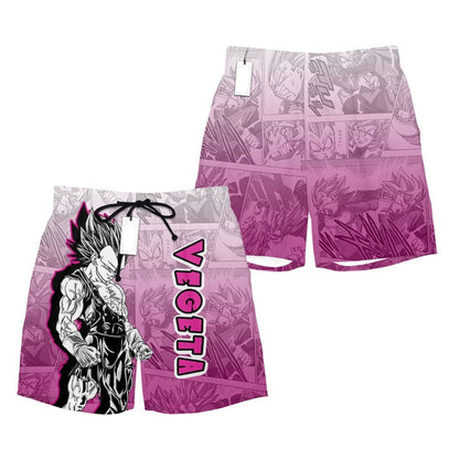 Dragon Ball Shorts Vegeta Ultra Ego Manga Pattern Beach Shorts Purple