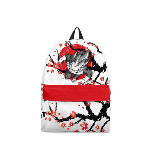 Dragon Ball Backpack Vegeta Japanese Cherry Blossom Pattern Backpacks White Red