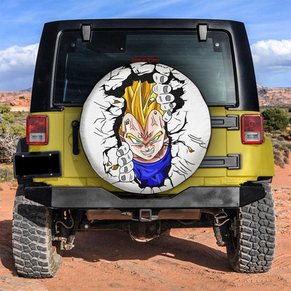 Dragon Ball Spare Tire Cover Dragon Ball Vegeta Breaks The Wall Tire Covers White