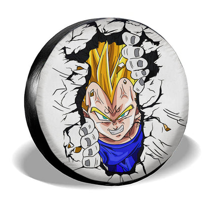 Dragon Ball Spare Tire Cover Dragon Ball Vegeta Breaks The Wall Tire Covers White