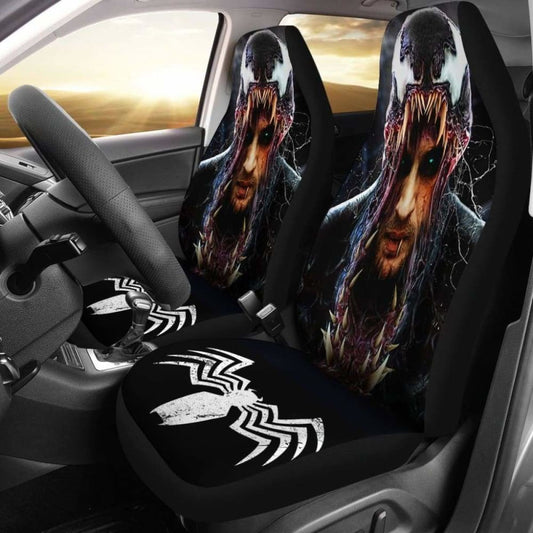 Venom Car Seat Covers Eddie Brock And Venom Graphic Seat Covers Black