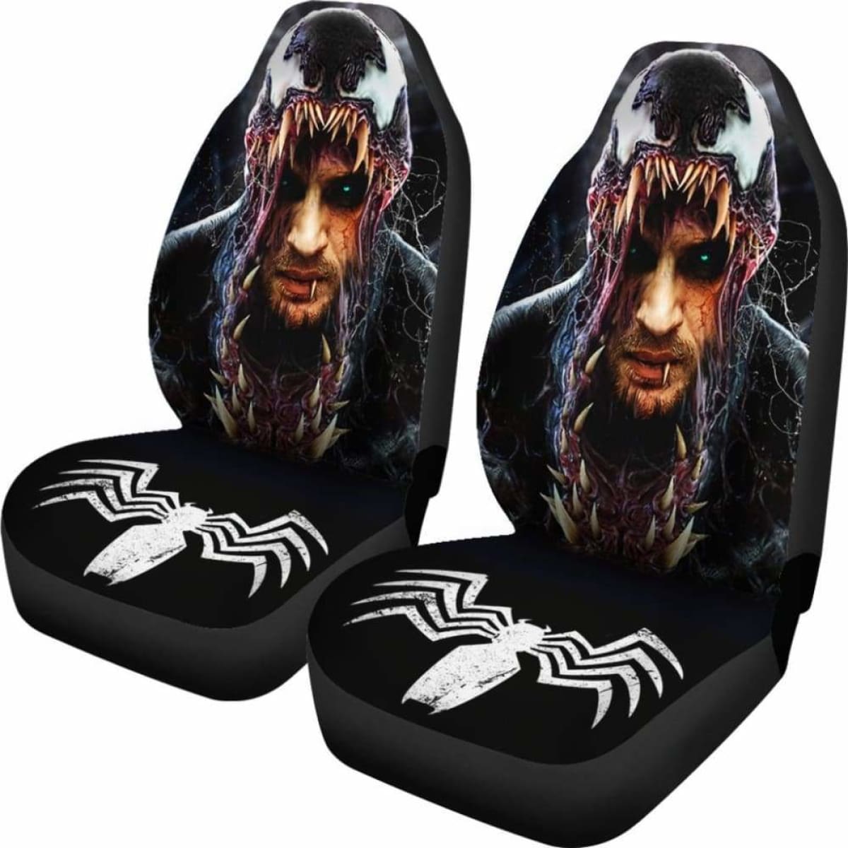 Venom Car Seat Covers Eddie Brock And Venom Graphic Seat Covers Black