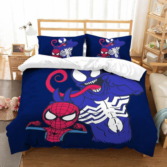 Venom Bedding Set MV Venom And Spider-Man Cute Duvet Covers Blue Unique Gift