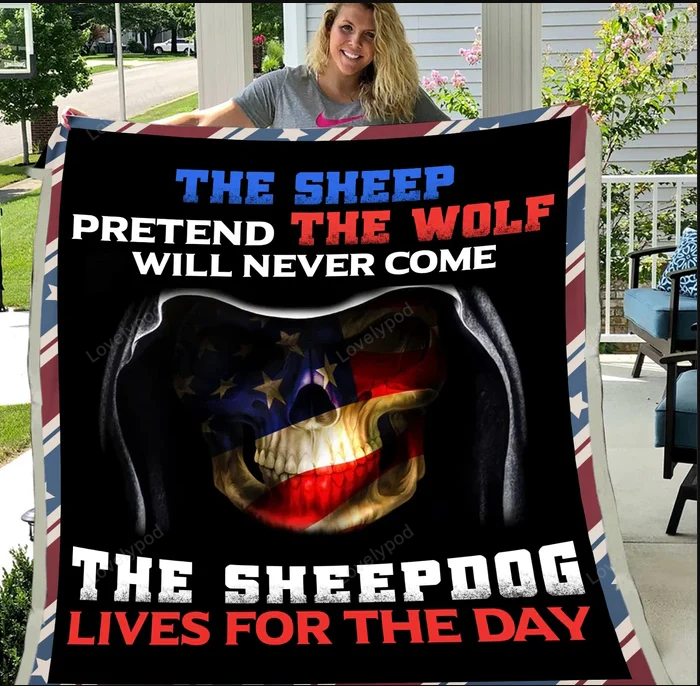 Veteran Blanket The Sheep Dog Lives For The Day Blanket Black