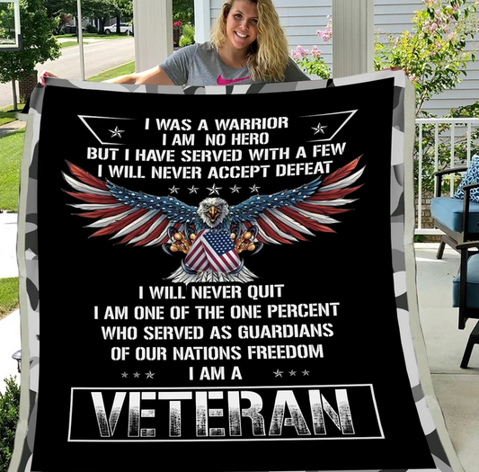 Veteran Blanket I Am No Hero I Am A Veteran Blanket Black