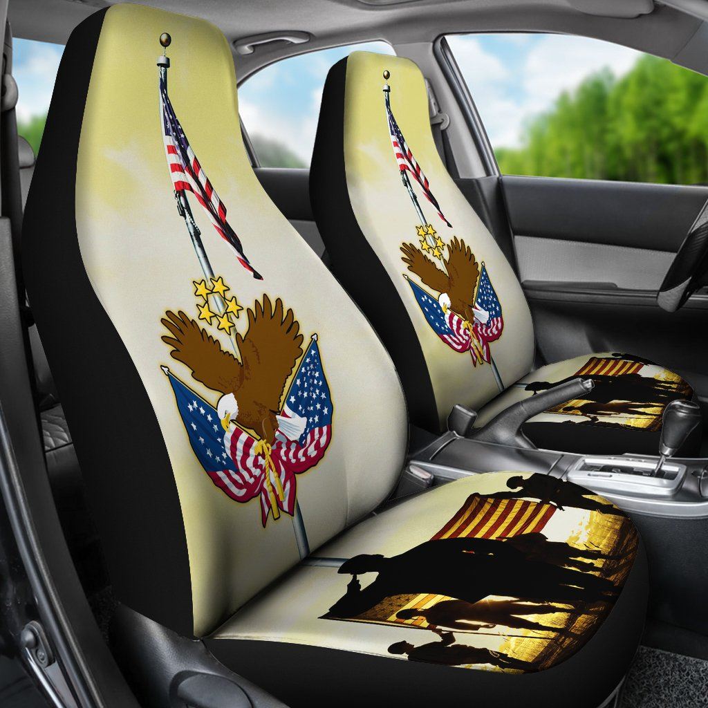 Veteran Car Seat Covers Veteran American Flag And Eagle Seat Covers Colorful