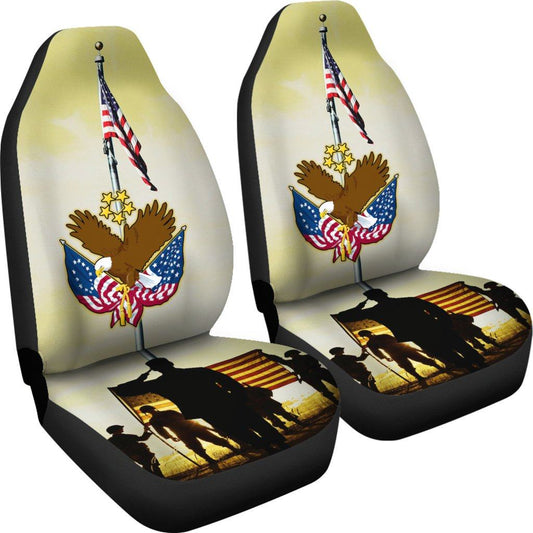 Veteran Car Seat Covers Veteran American Flag And Eagle Seat Covers Colorful