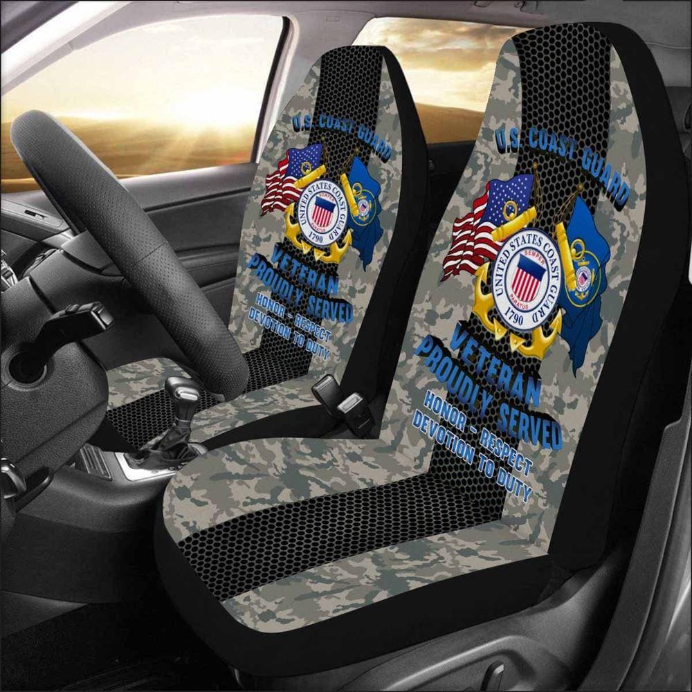 Veteran Car Seat Covers US Coast Guard Veteran Proudly Serve Seat Covers Gray