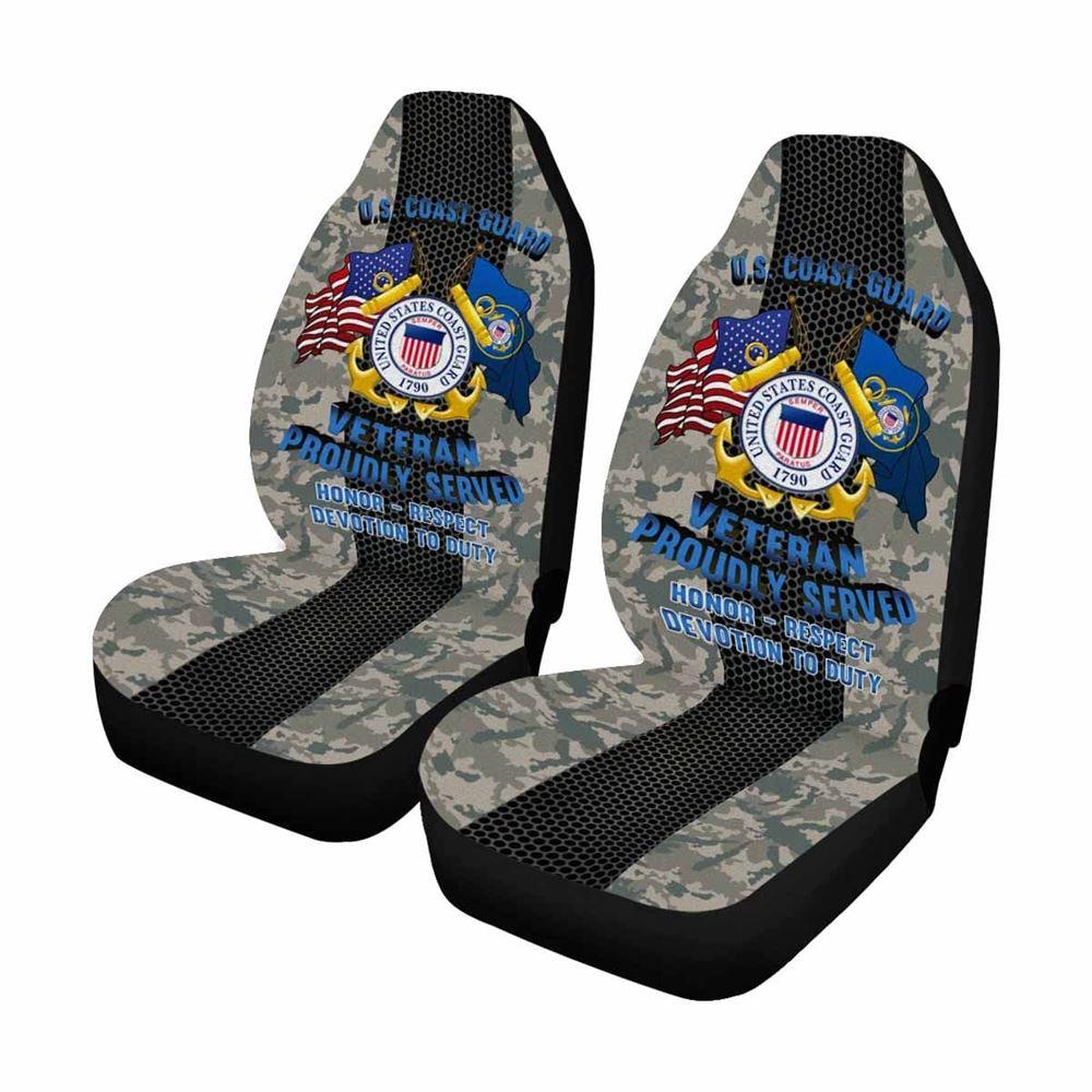 Veteran Car Seat Covers US Coast Guard Veteran Proudly Serve Seat Covers Gray