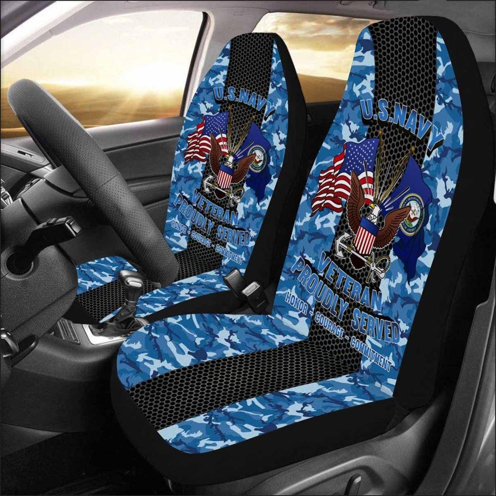 Veteran Car Seat Covers US Navy Honor Courage Commitment Seat Covers Blue Black