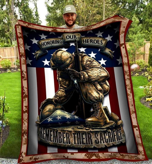 Veteran Blanket Honoring Our Heros Remmeber Their Sacrifice Blanket Brown