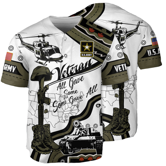 Veteran Baseball Jersey Some Gave All Veteran Army Jersey Shirt White Green Unisex Adult New Release