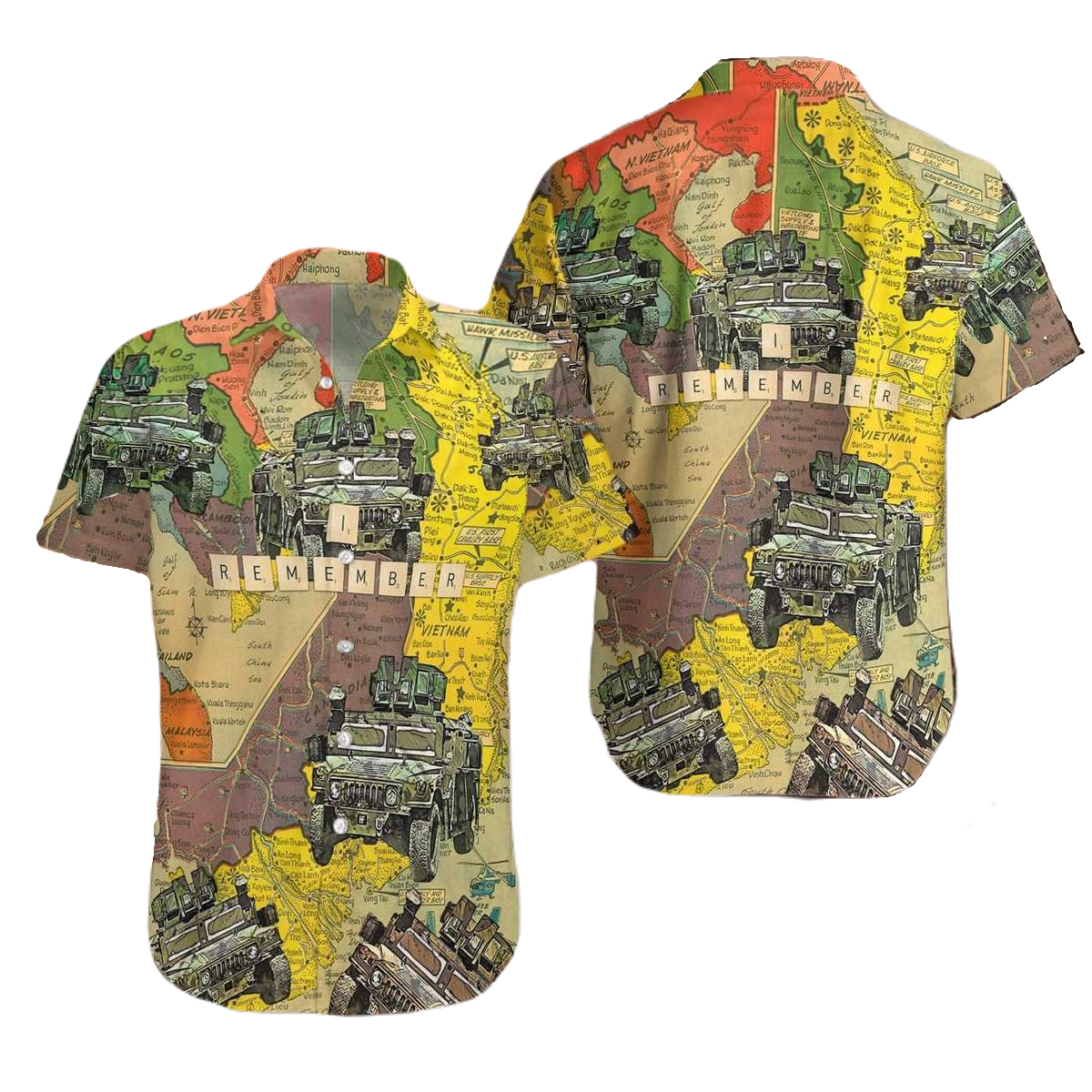Veteran Hawaii Shirt Veteran I Remember Map And Car Hawaiian Shirt Colorful Unisex