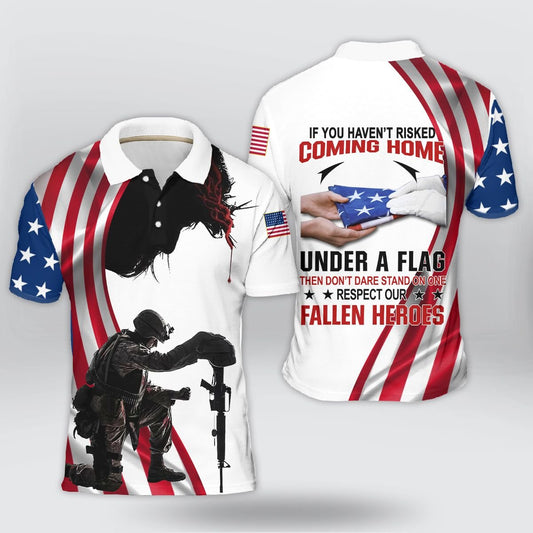 Veteran Polo Shirt Respect Our Fallen Heroes Boys Polo Shirts Blue Red