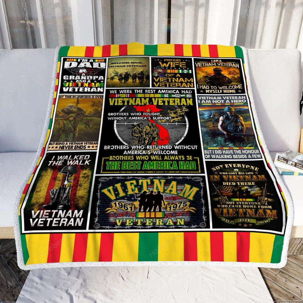 Veteran Blanket We Were The Best America Had Vietnam Veteran Blanket Black Yellow