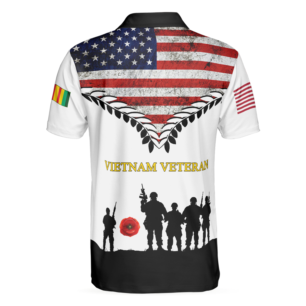 Veteran Polo Shirt Vietnam Veteran American Flag Boys Polo Shirts Black White