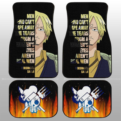 One Piece Car Mats One Piece Sanji Quote Half Face Jolly Roger Symbol Car Floor Mats Black Orange