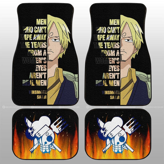 One Piece Car Mats One Piece Sanji Quote Half Face Jolly Roger Symbol Car Floor Mats Black Orange