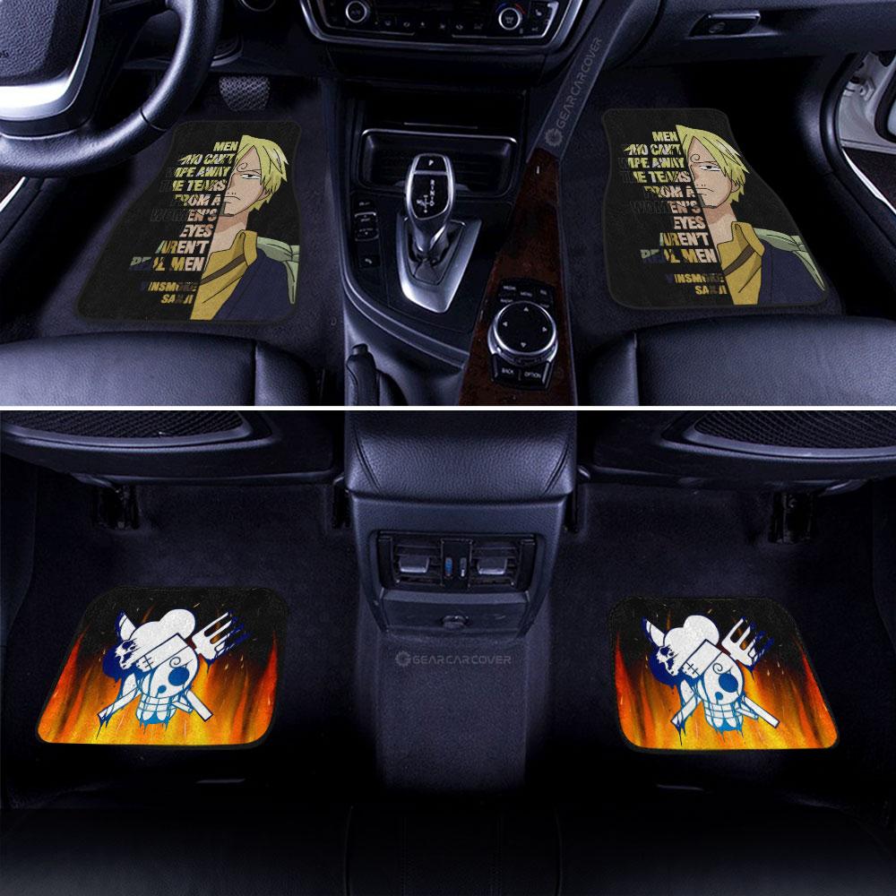 One Piece Car Mats One Piece Sanji Quote Half Face Jolly Roger Symbol Car Floor Mats Black Orange