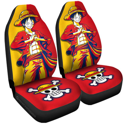 One Piece Car Seat Covers Vintage Monkey D Luffy Graphic Symbol Seat Covers Yellow Red