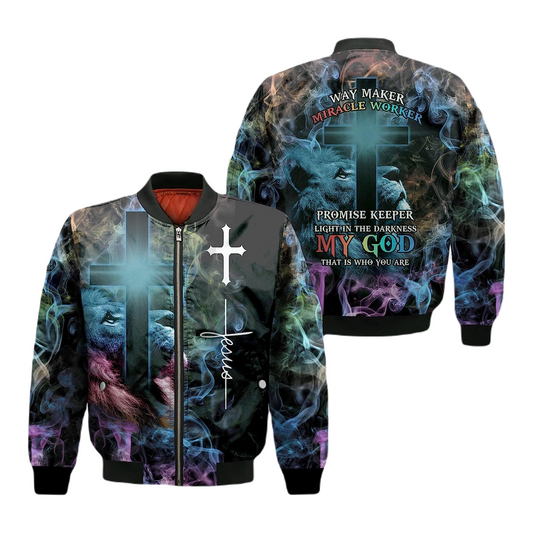 Jesus Bomber Jacket Way Maker Miracle Worker Jesus Bomber Colorful Unisex