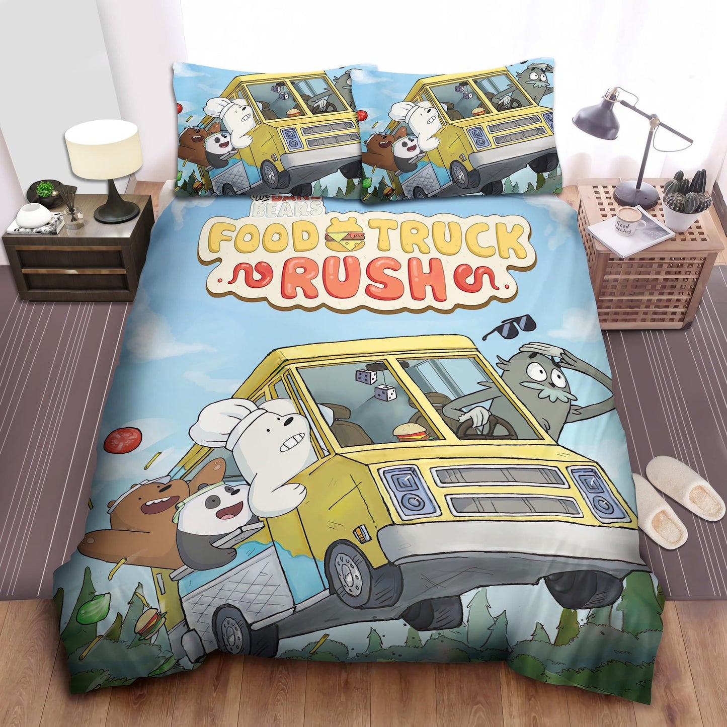 We Bare Bear Bedding Set We Bare Bears Food Truck Rush Duvet Covers Colorful Unique Gift