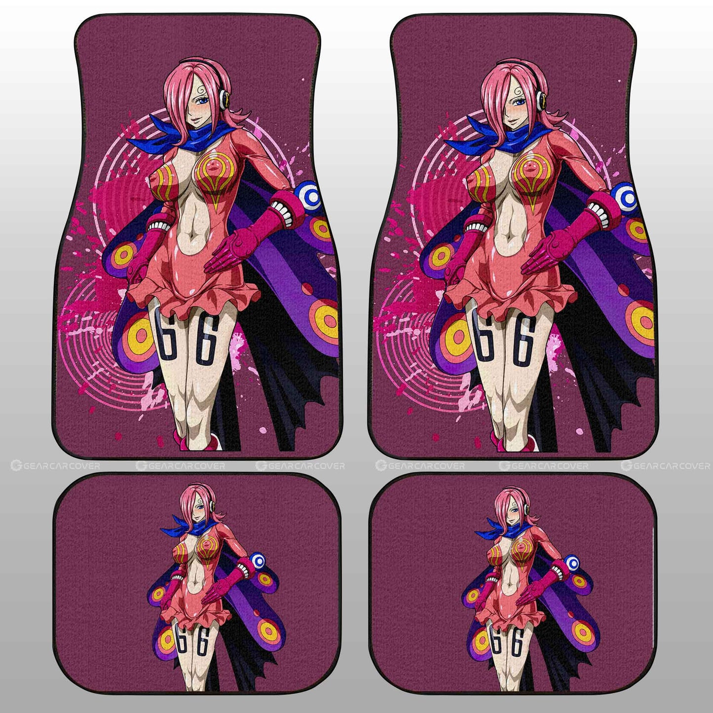 One Piece Car Mats One Piece Vinsmoke Reiju 66 Graphic Car Floor Mats Pink