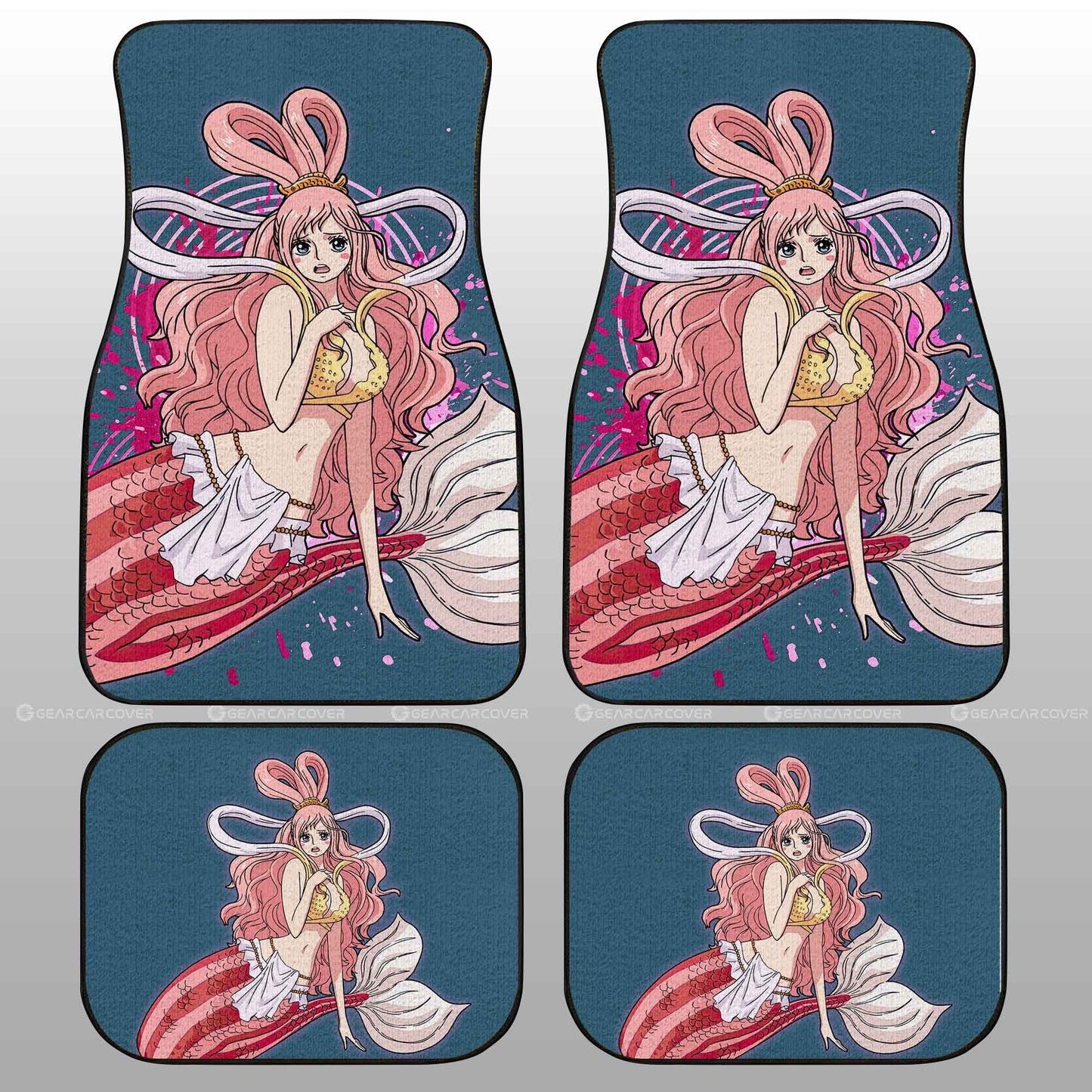 One Piece Car Mats One Piece Shirahoshi Graphic Car Floor Mats Blue Pink