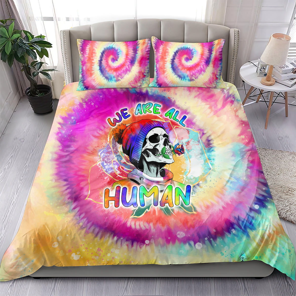 LGBT Bedding Set We Are All Human LGBT Duvet Covers Colorful Unique Gift