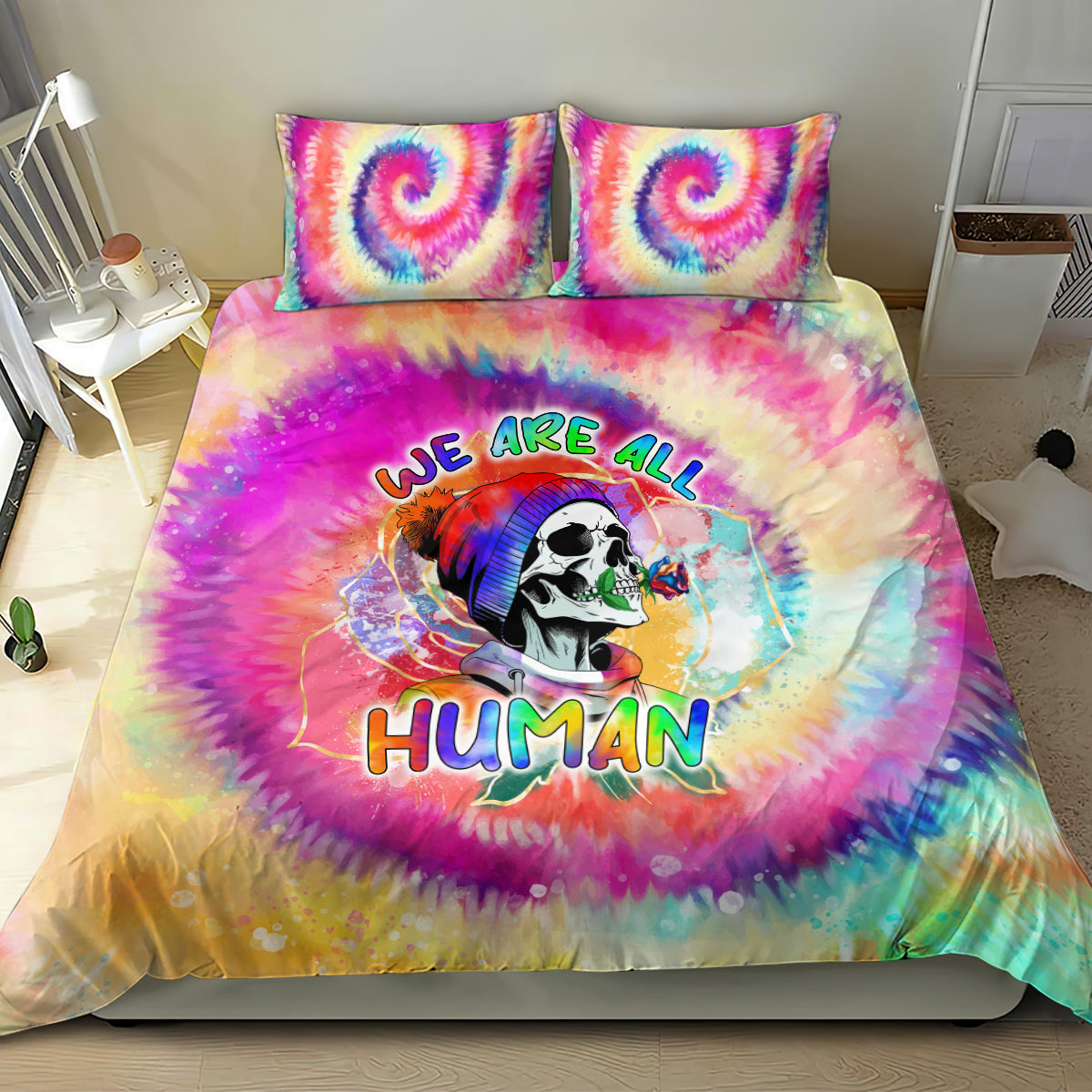 LGBT Bedding Set We Are All Human LGBT Duvet Covers Colorful Unique Gift