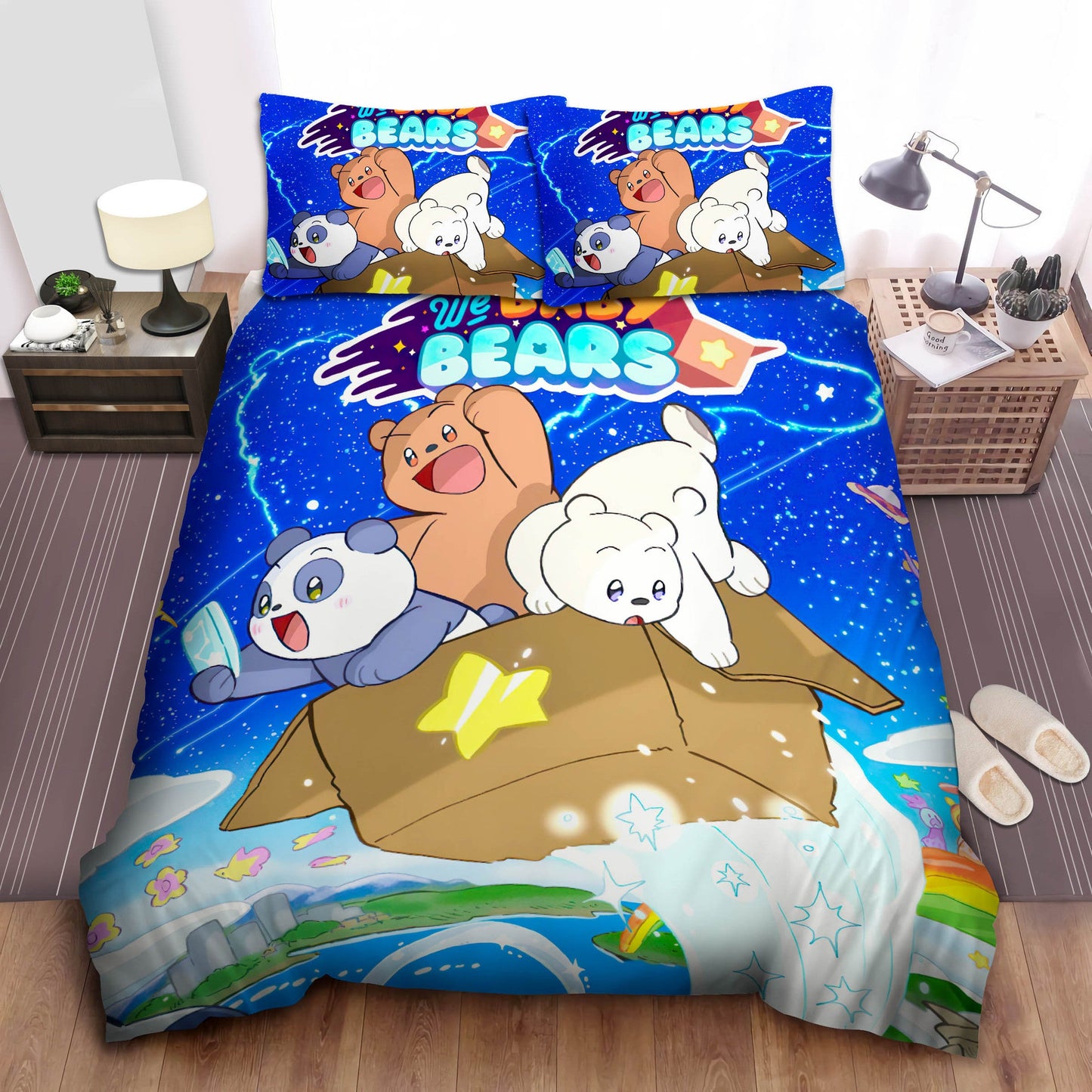 We Bare Bear Bedding Set We Baby Bears Flying Adventure Duvet Covers Colorful Unique Gift